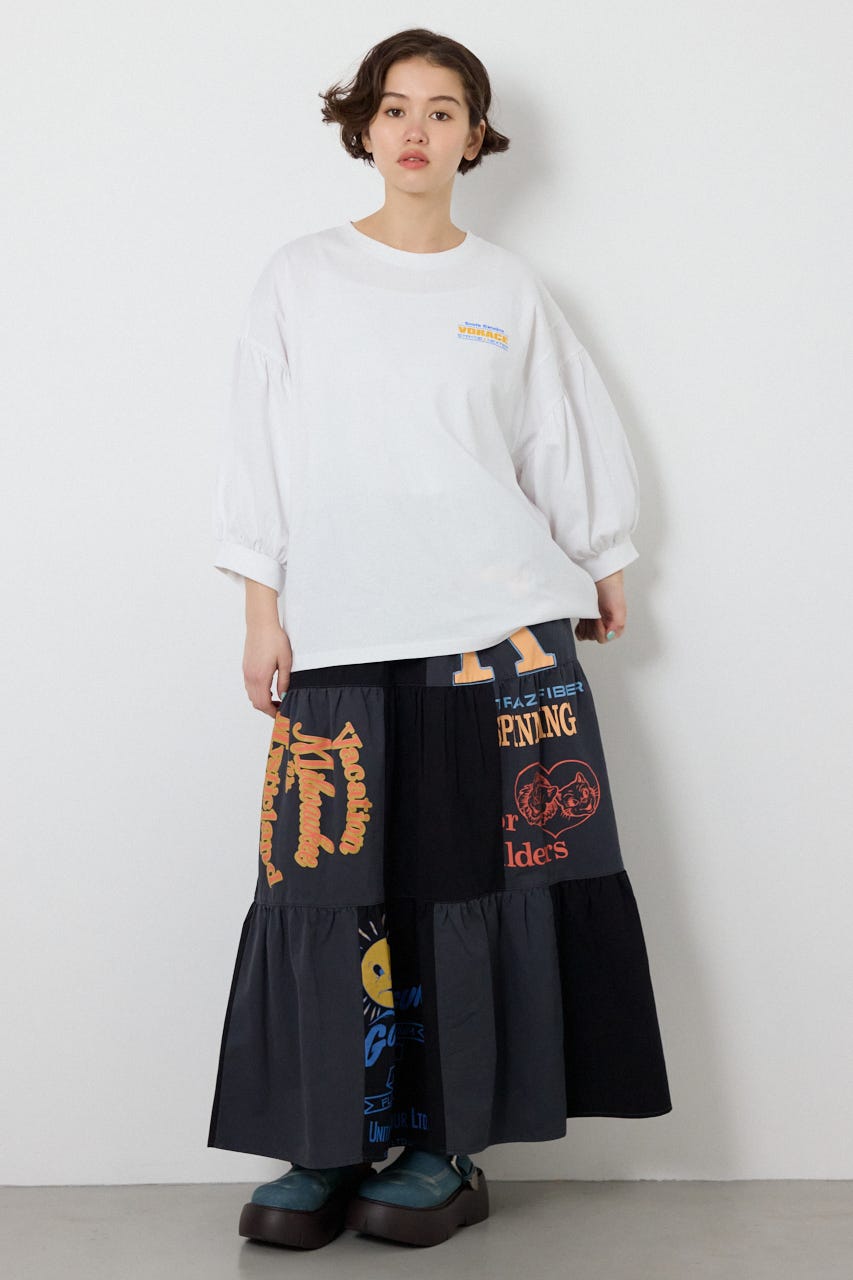 【SS先行アイテム】カスタムティアードスカート 柄BLK FREE