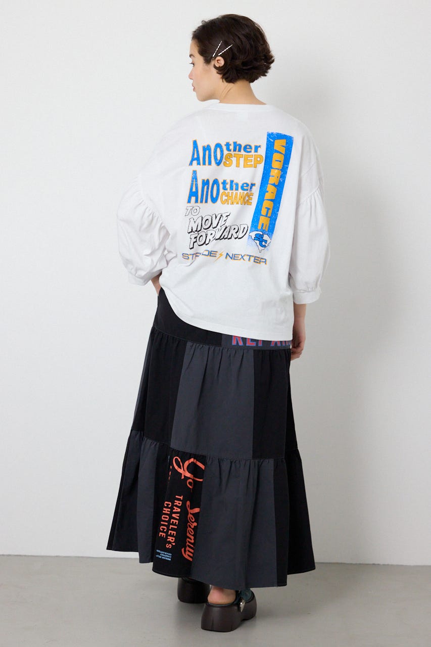 【SS先行アイテム】カスタムティアードスカート 柄BLK FREE