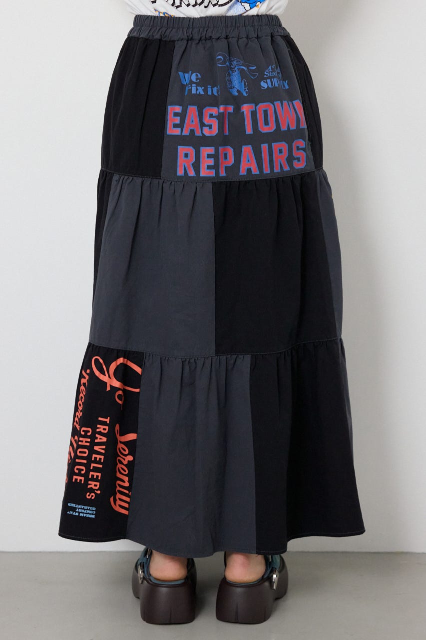 【SS先行アイテム】カスタムティアードスカート 柄BLK FREE