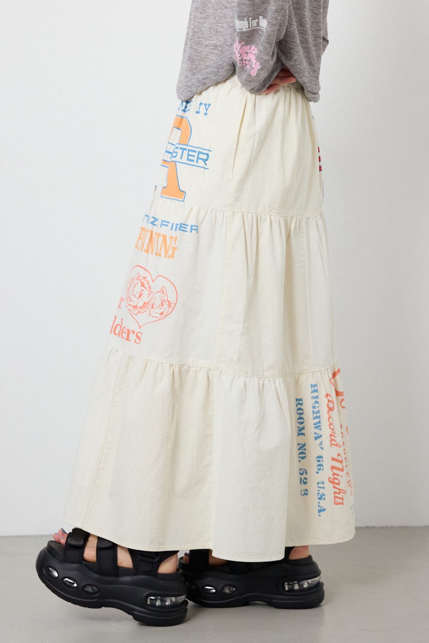 【SS先行アイテム】カスタムティアードスカート 柄WHT FREE