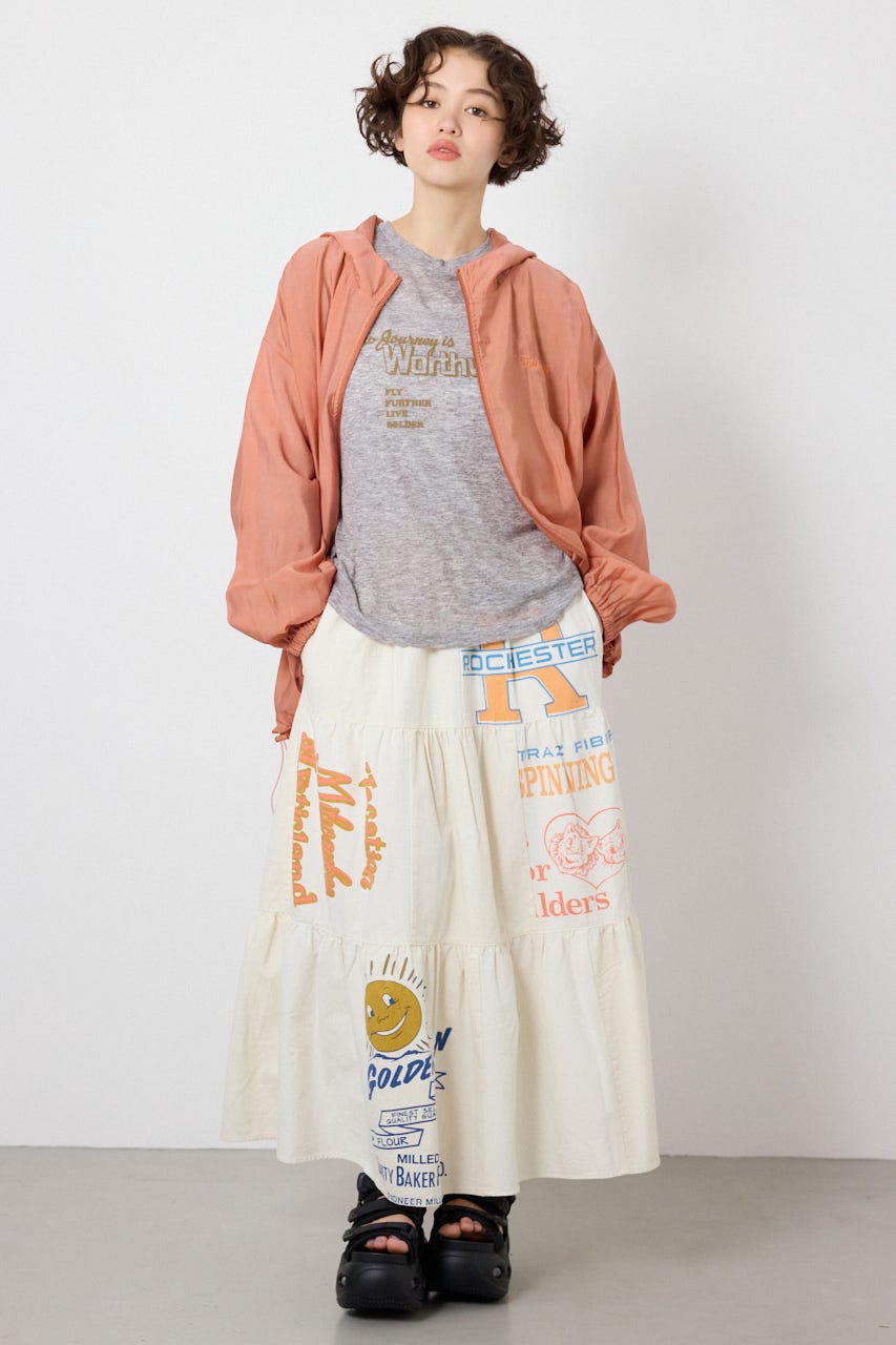 【SS先行アイテム】カスタムティアードスカート 柄WHT FREE