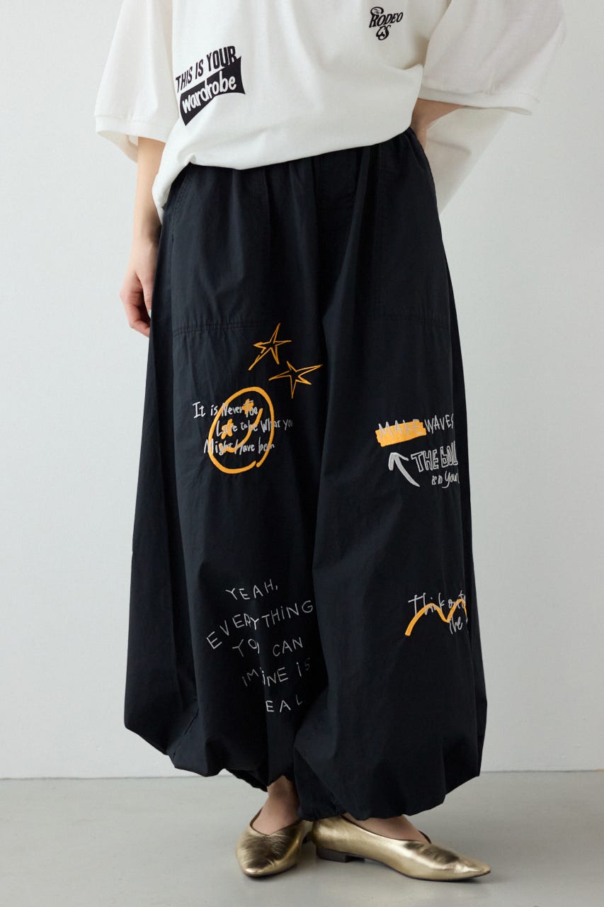 【SS先行アイテム】ラクガキパラシュートパンツ BLK FREE