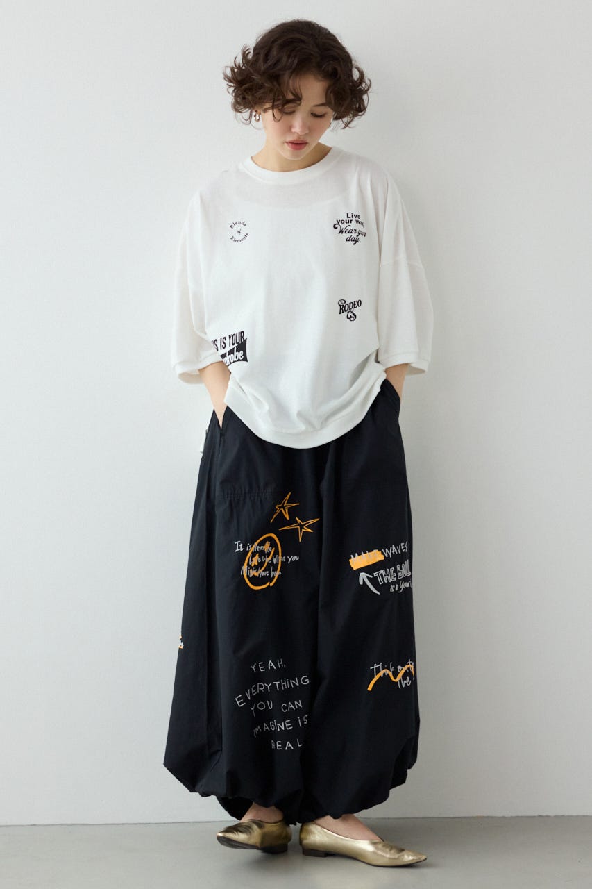 【SS先行アイテム】ラクガキパラシュートパンツ BLK FREE