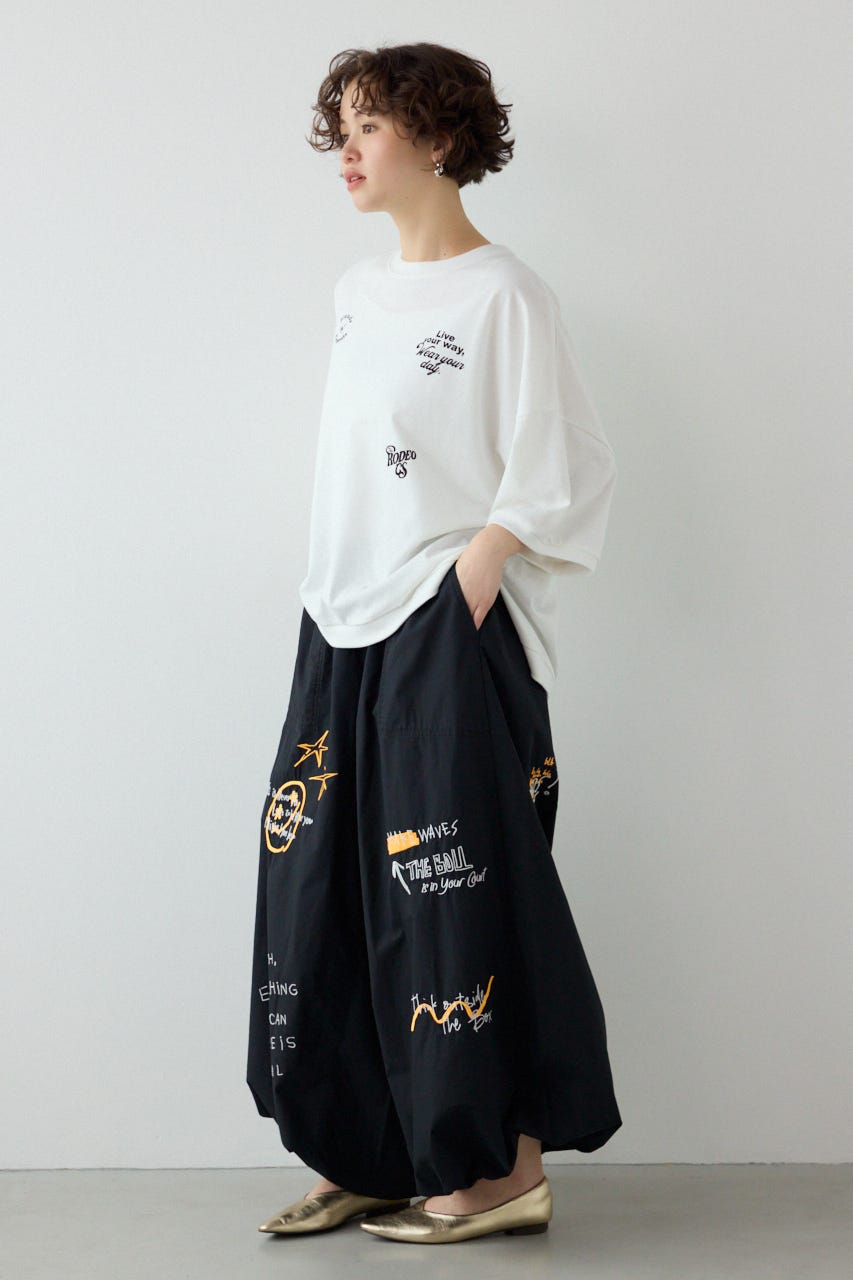 【SS先行アイテム】ラクガキパラシュートパンツ BLK FREE