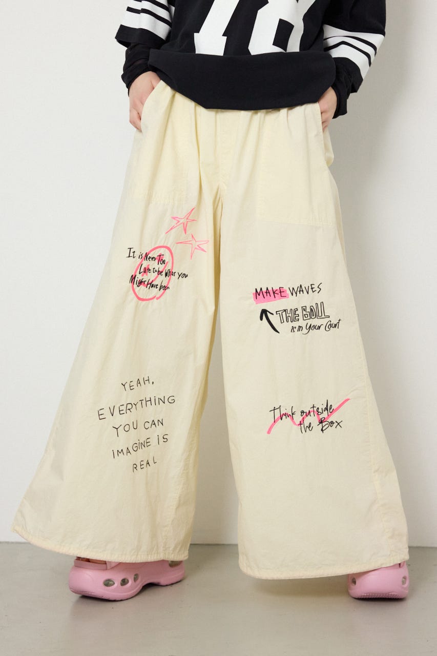 【SS先行アイテム】ラクガキパラシュートパンツ IVOY FREE