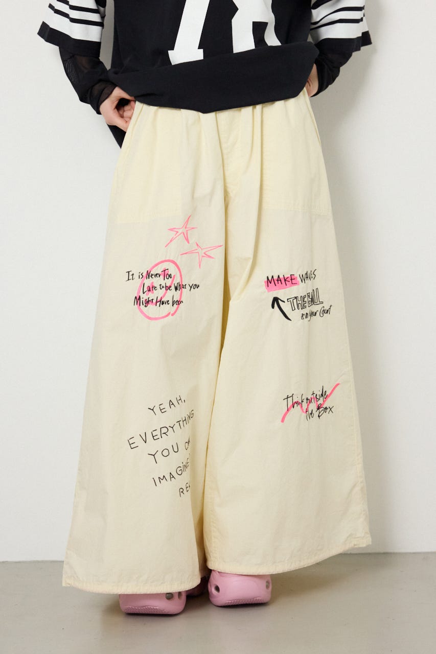 【SS先行アイテム】ラクガキパラシュートパンツ IVOY FREE