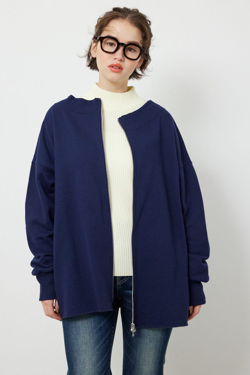 2WAYオフショルダージップトップス NVY FREE