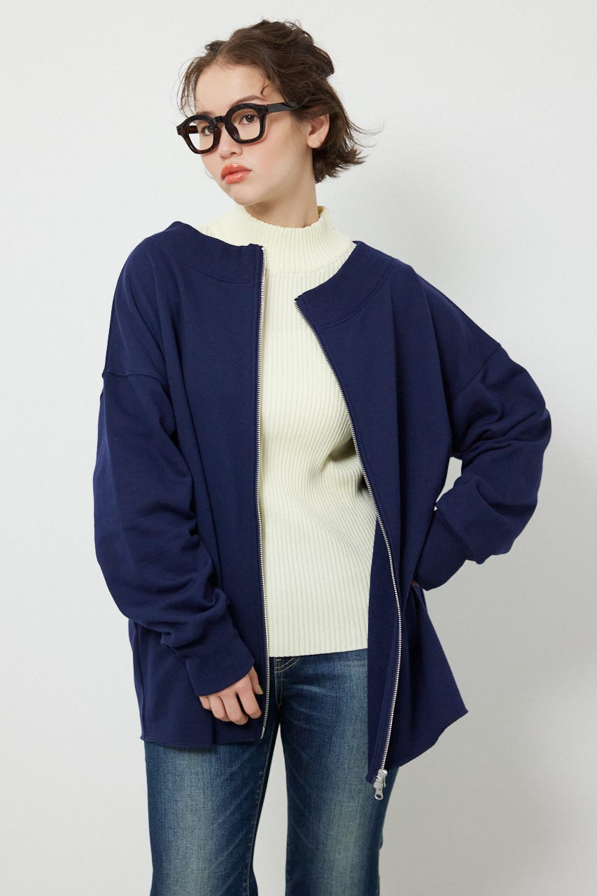 2WAYオフショルダージップトップス NVY FREE