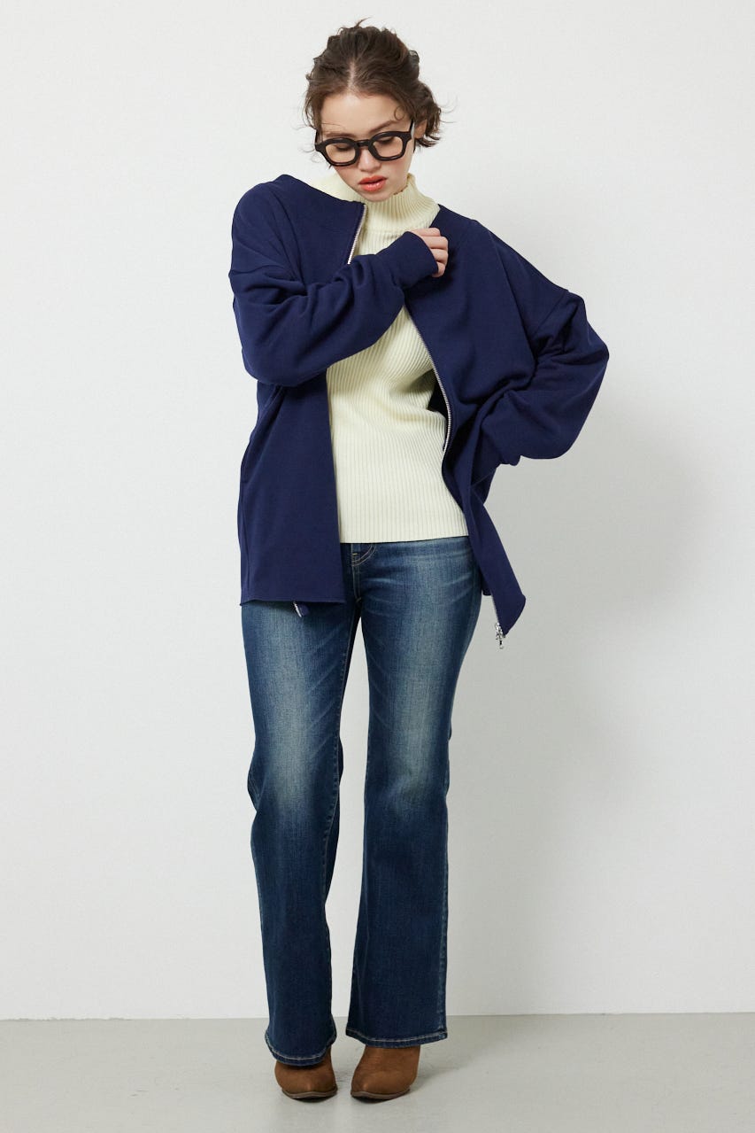 2WAYオフショルダージップトップス NVY FREE