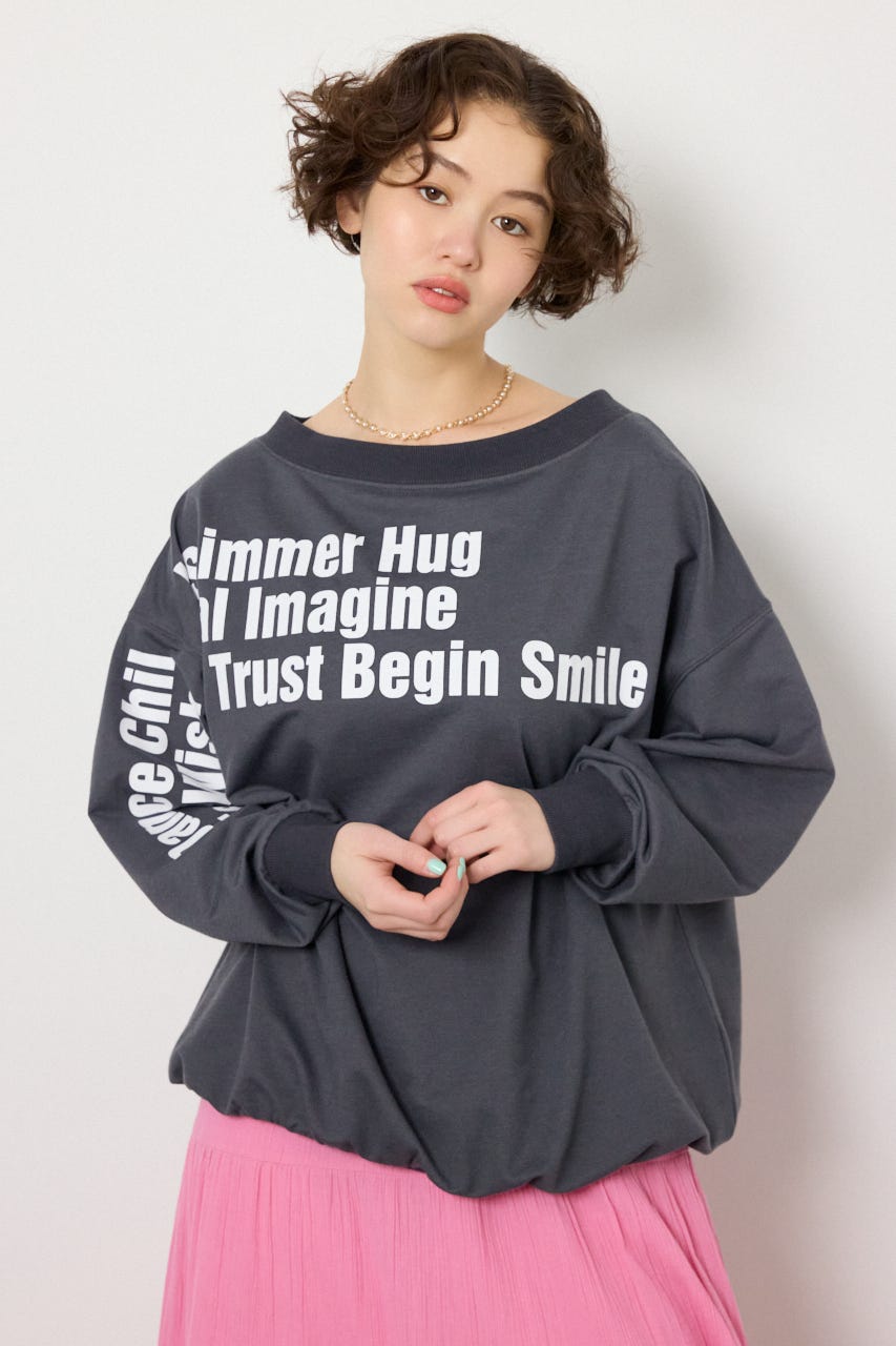 【SS先行アイテム】メッセージオフショルダートップス C.GRY FREE