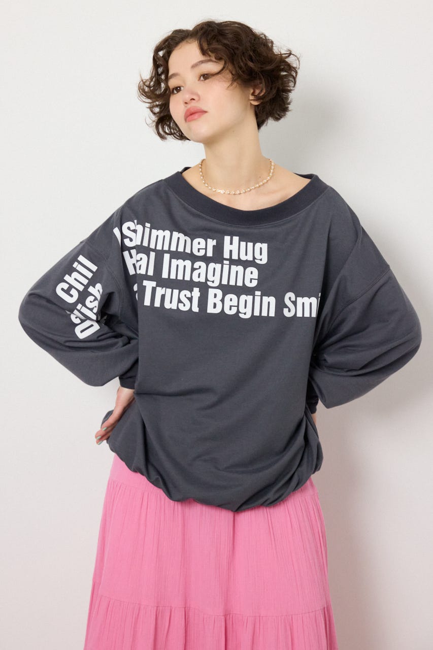 【SS先行アイテム】メッセージオフショルダートップス C.GRY FREE