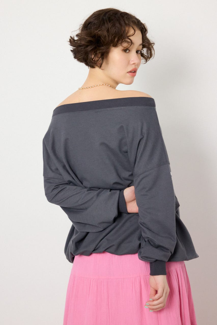 【SS先行アイテム】メッセージオフショルダートップス C.GRY FREE