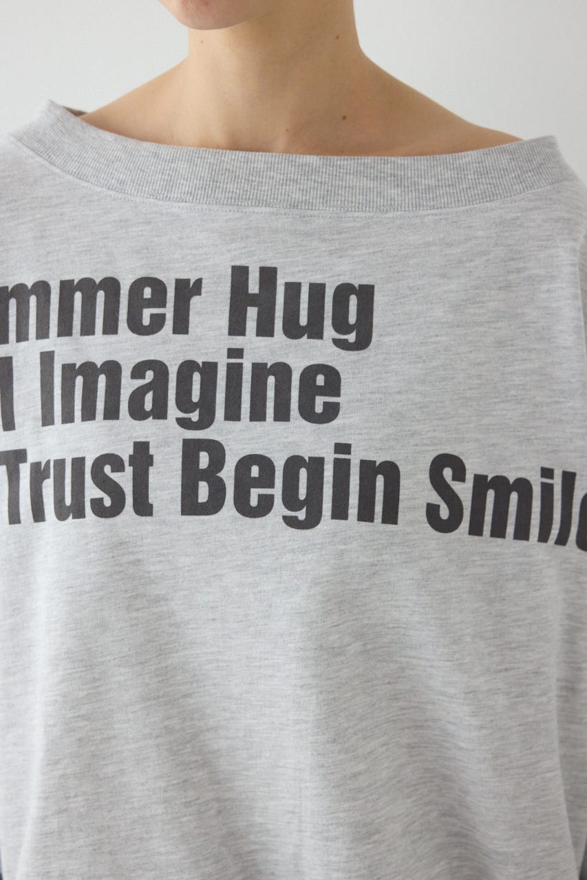 【SS先行アイテム】メッセージオフショルダートップス L/T.GRY FREE