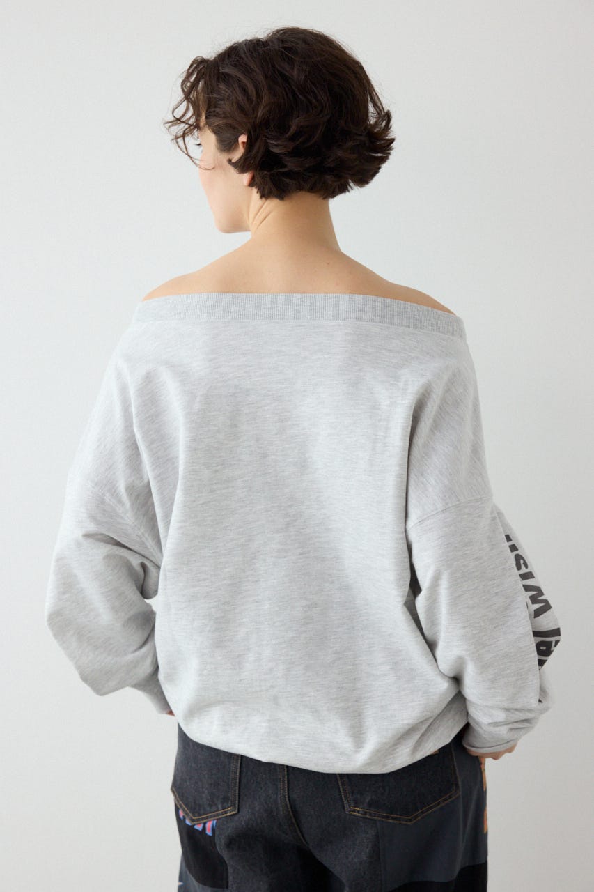 【SS先行アイテム】メッセージオフショルダートップス L/T.GRY FREE