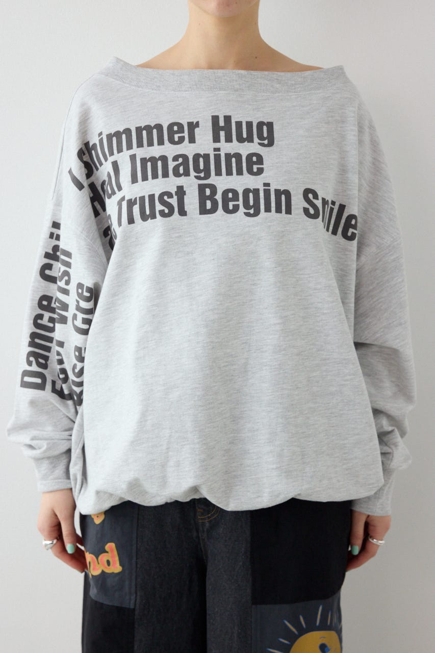 【SS先行アイテム】メッセージオフショルダートップス L/T.GRY FREE