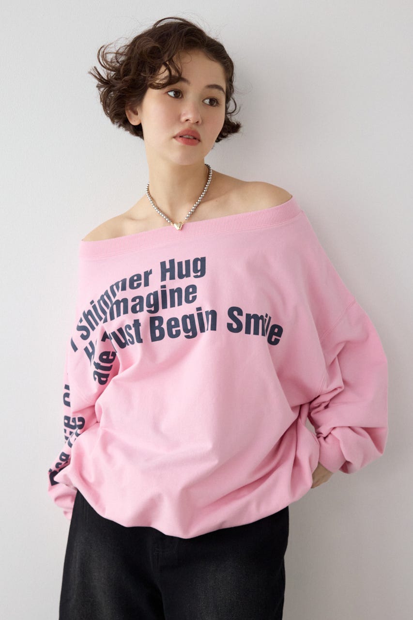 【SS先行アイテム】メッセージオフショルダートップス PNK FREE