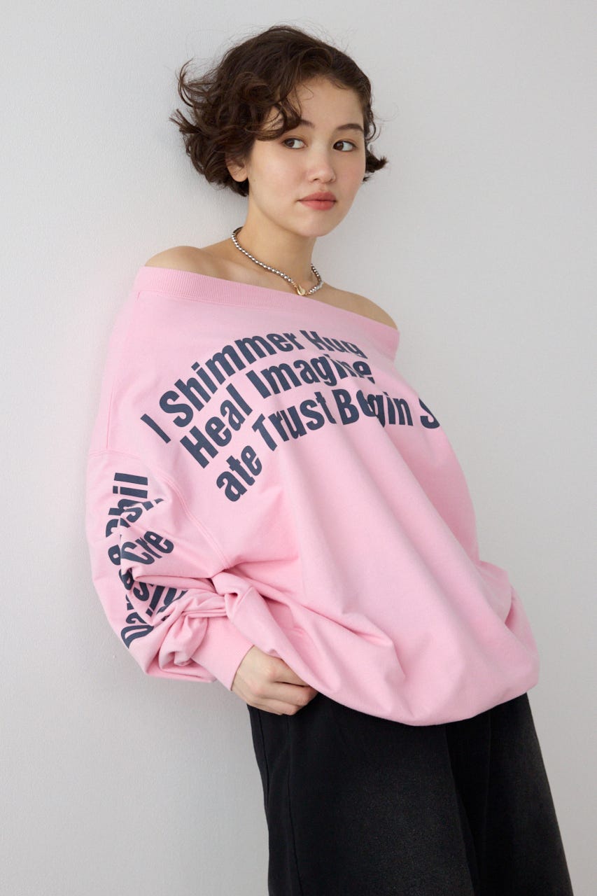 【SS先行アイテム】メッセージオフショルダートップス PNK FREE