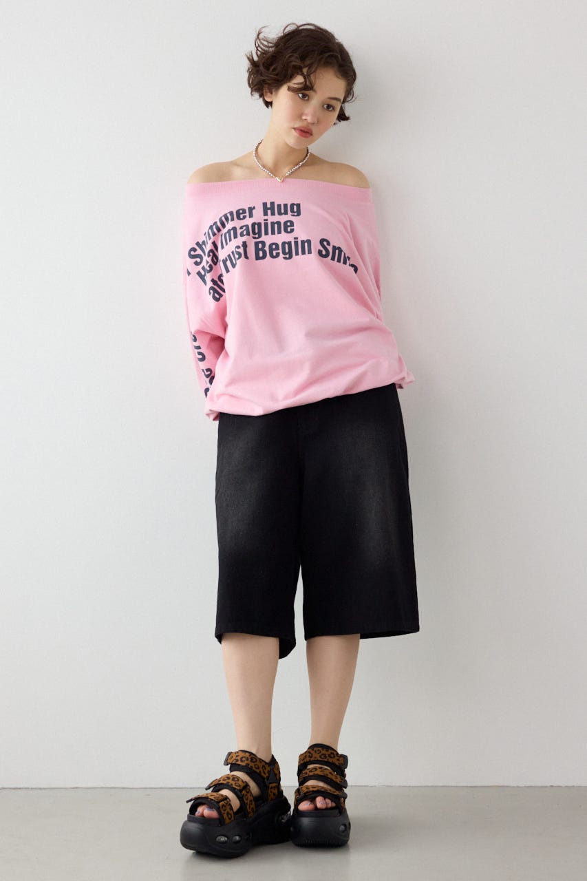 【SS先行アイテム】メッセージオフショルダートップス PNK FREE