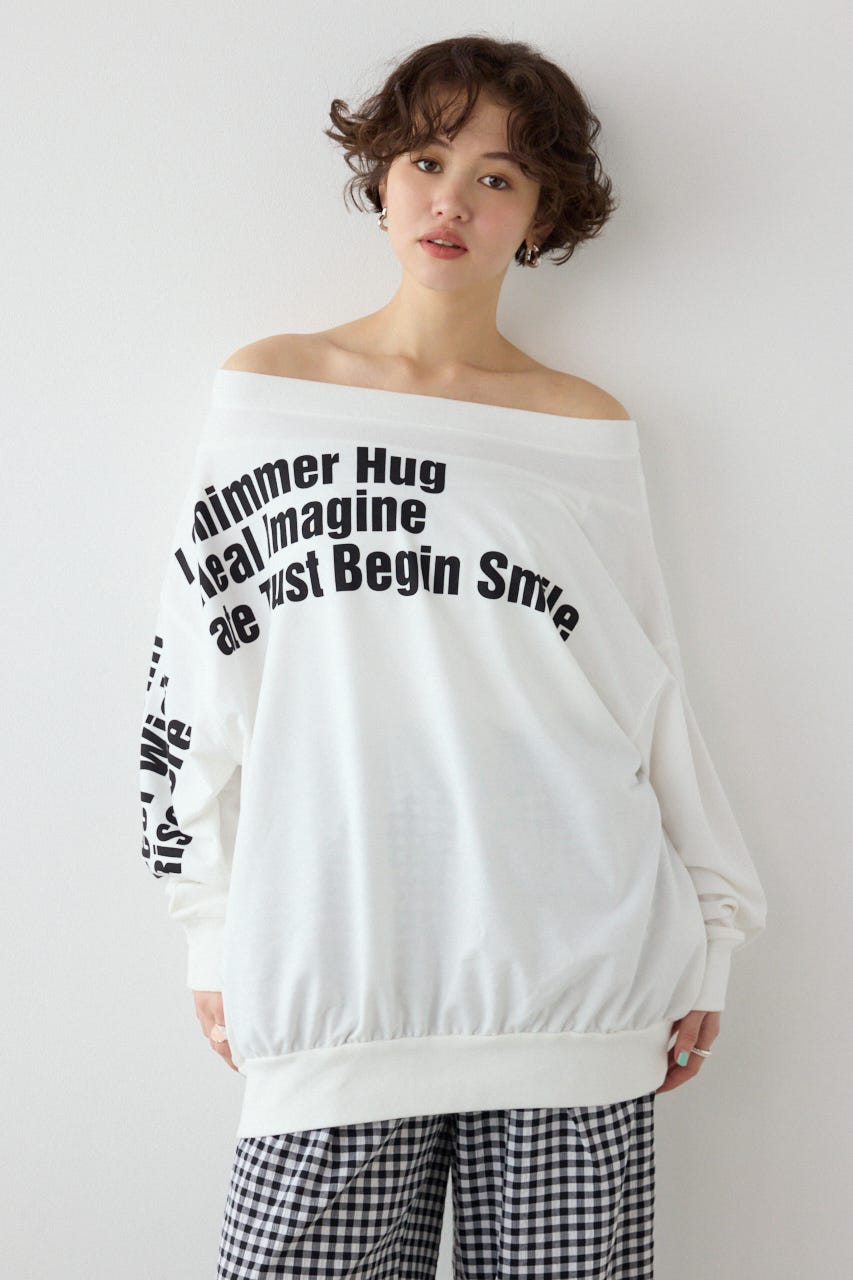 【SS先行アイテム】メッセージオフショルダートップス WHT FREE