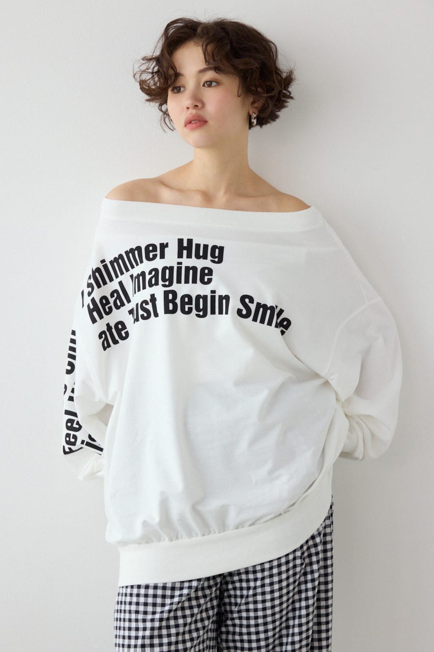 【SS先行アイテム】メッセージオフショルダートップス WHT FREE