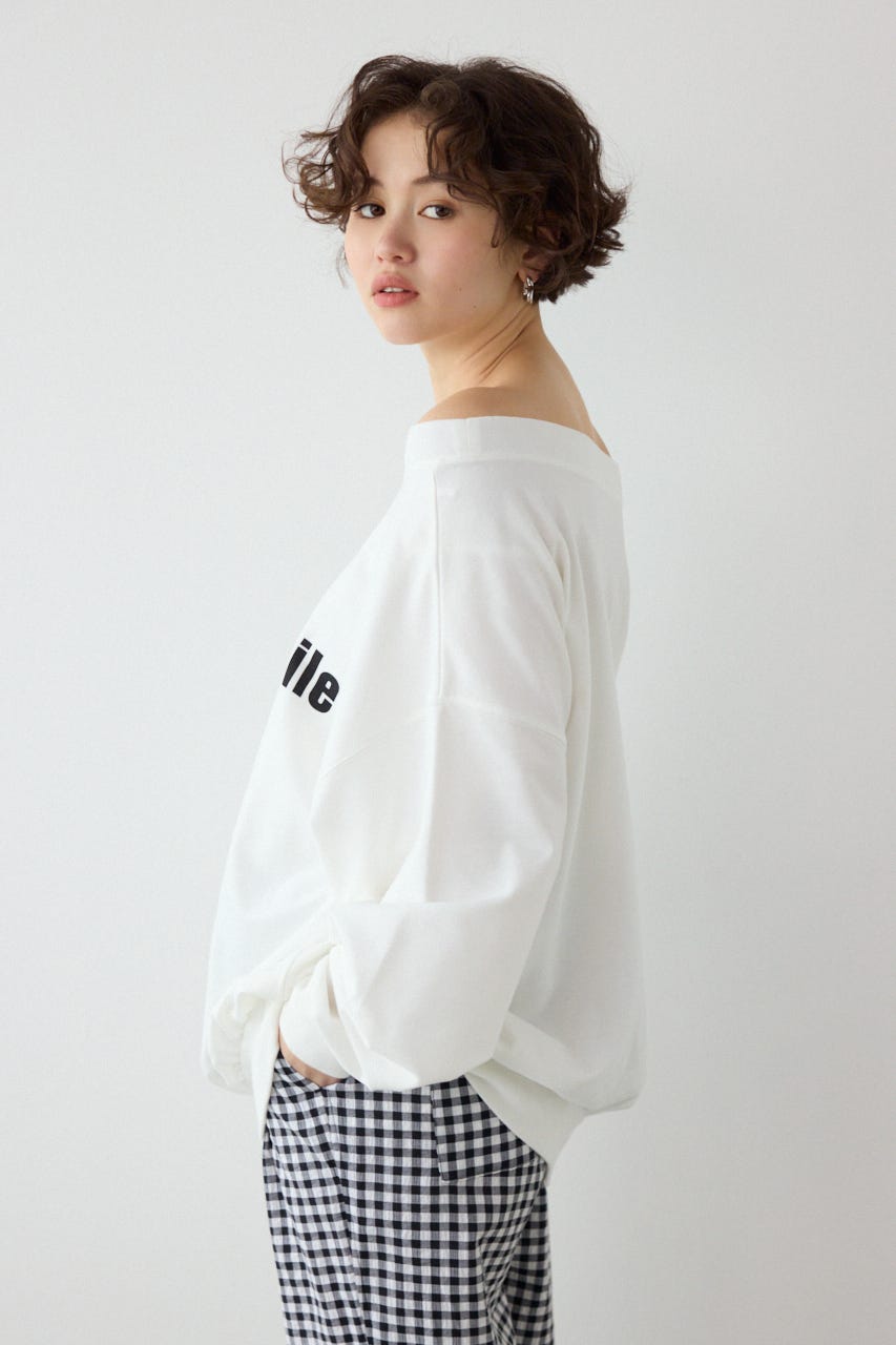 【SS先行アイテム】メッセージオフショルダートップス WHT FREE