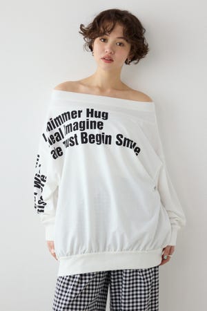 【SS先行アイテム】メッセージオフショルダートップス