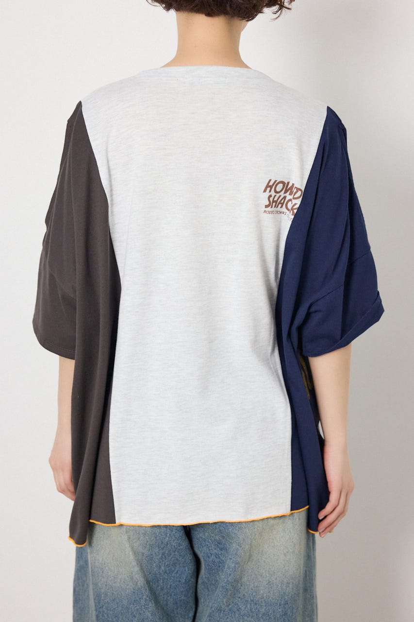 カスタムオープンショルダーTシャツ 柄T.GRY FREE