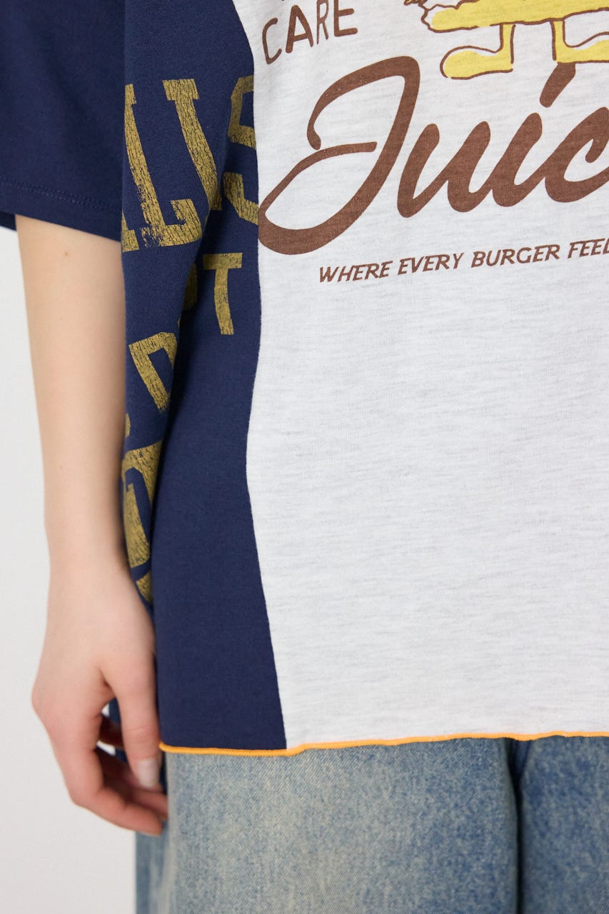 カスタムオープンショルダーTシャツ 柄T.GRY FREE