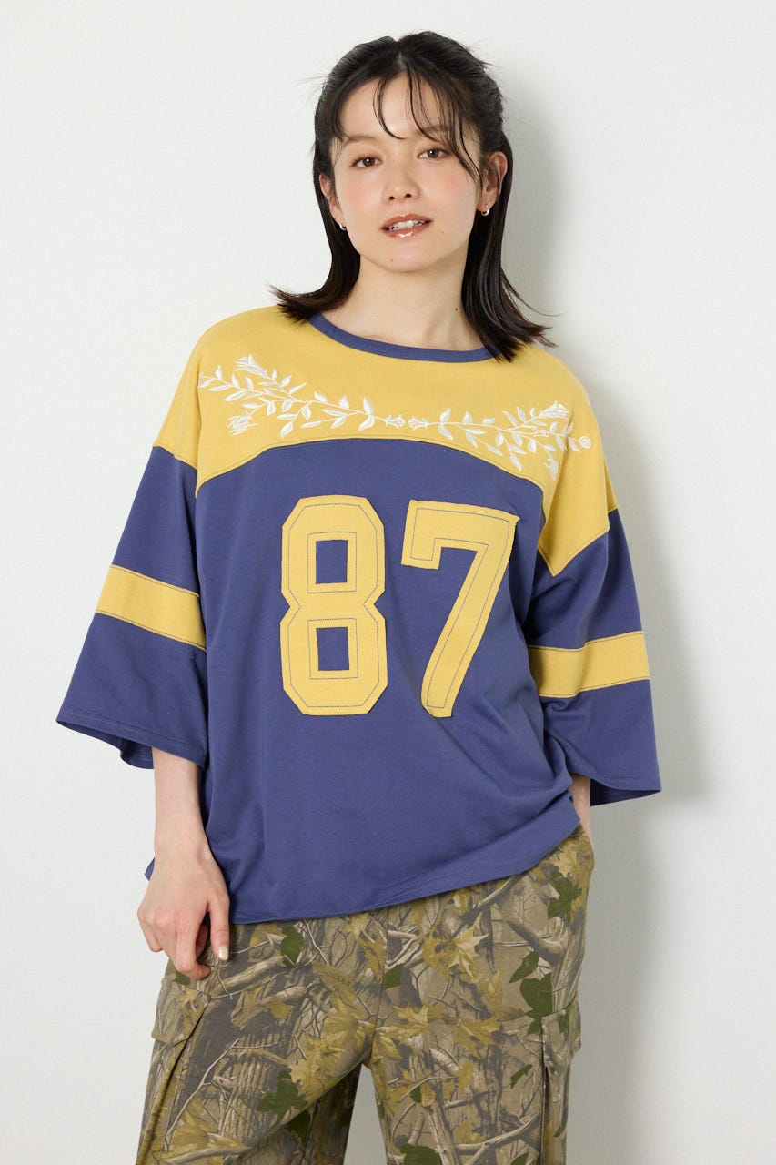 エンブロイダリーユニフォームTシャツ L/NVY FREE