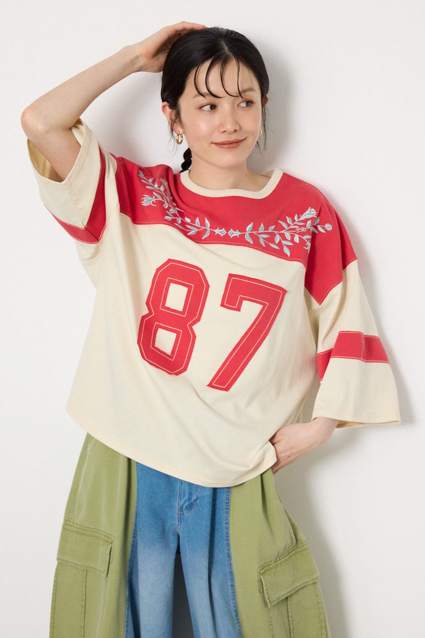 エンブロイダリーユニフォームTシャツ O/WHT FREE