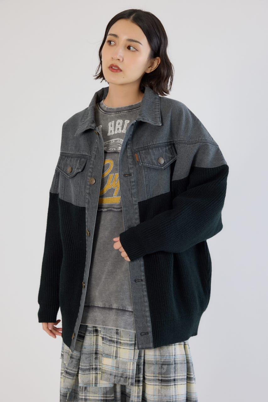 RODEO CROWNS WIDE BOWLのニットドッキングルーズデニムジャケット