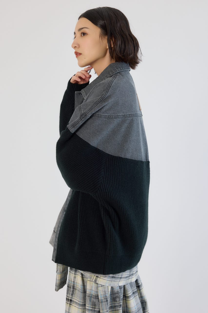 ニットドッキングルーズデニムジャケット BLK FREE