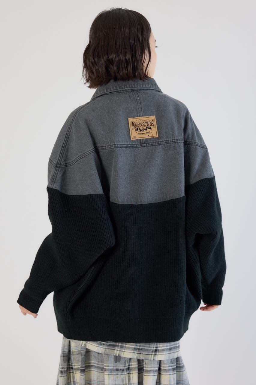 ニットドッキングルーズデニムジャケット BLK FREE