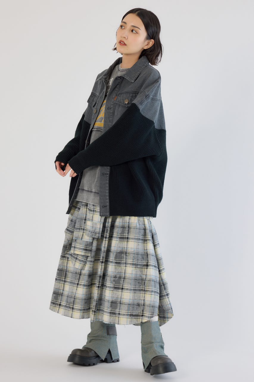 ニットドッキングルーズデニムジャケット BLK FREE