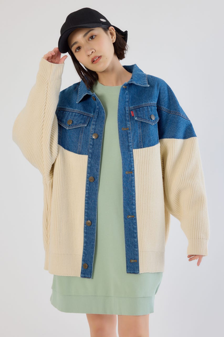 （ひさ❤️）RODEO CROWNS ニットドッキングデニムGジャン ニットドッキングデニムジャケット｜ロデオクラウンズ／ロデオ