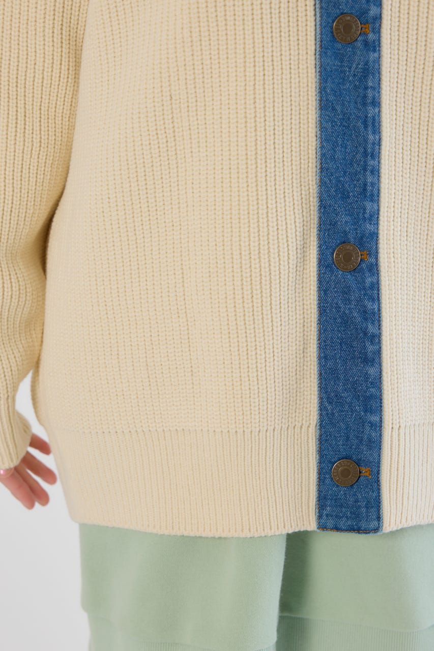 ニットドッキングルーズデニムジャケット BLU FREE