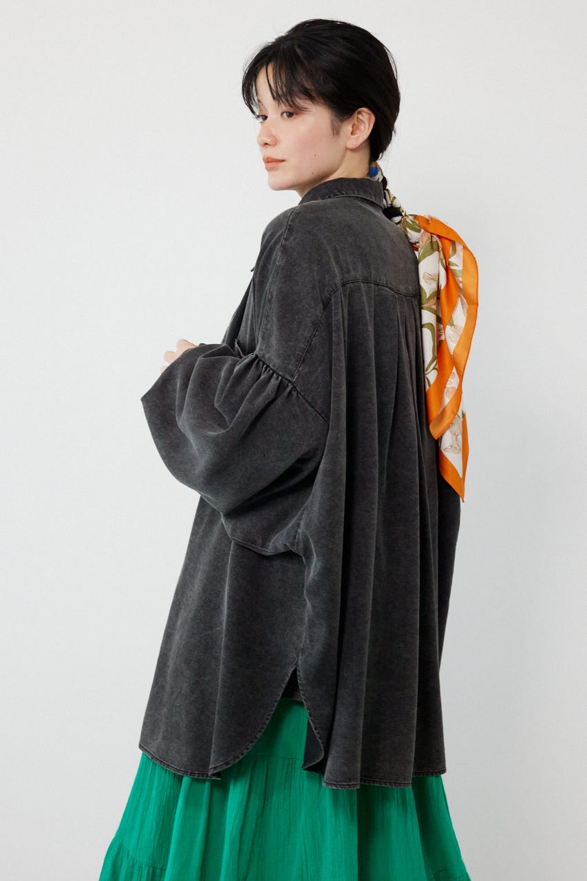 ボリュームスリーブフレアデニムシャツ BLK FREE