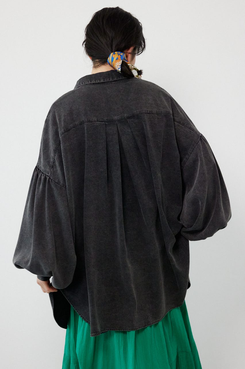 ボリュームスリーブフレアデニムシャツ BLK FREE