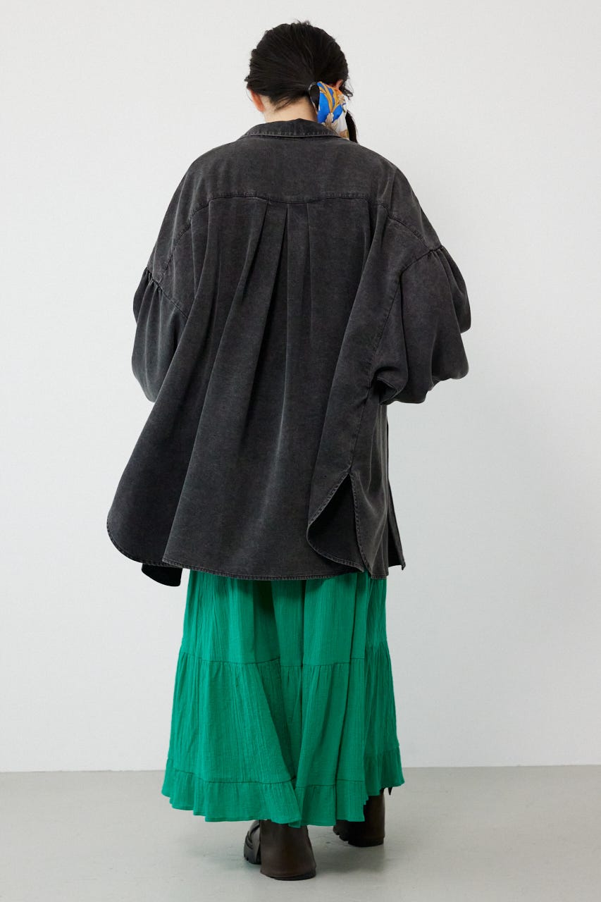 ボリュームスリーブフレアデニムシャツ BLK FREE