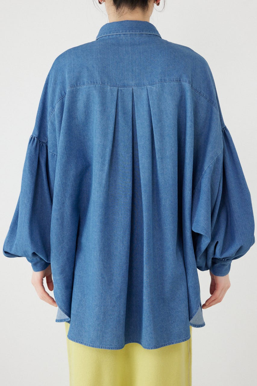 ボリュームスリーブフレアデニムシャツ BLU FREE
