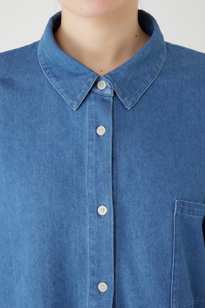 ボリュームスリーブフレアデニムシャツ BLU FREE