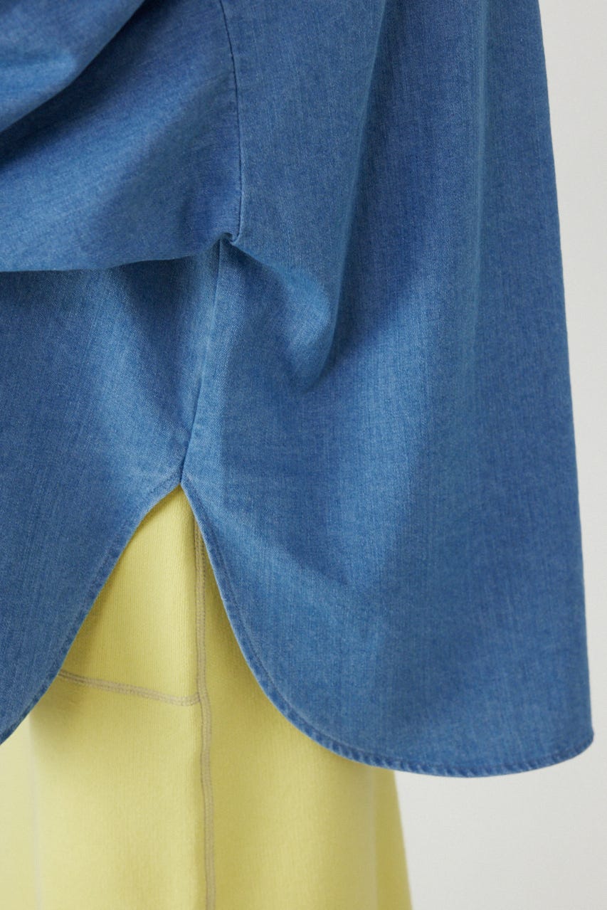 ボリュームスリーブフレアデニムシャツ BLU FREE