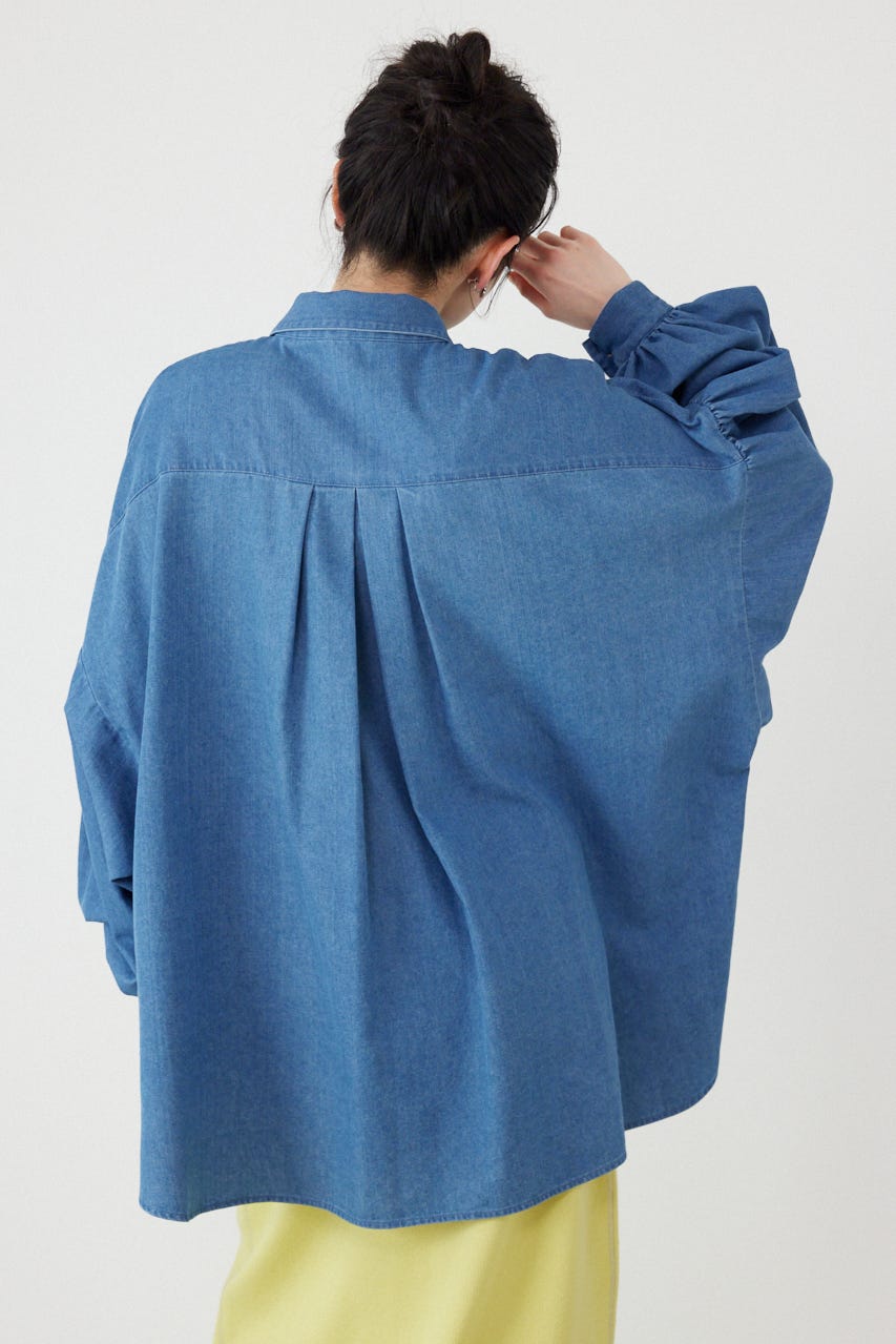 ボリュームスリーブフレアデニムシャツ BLU FREE