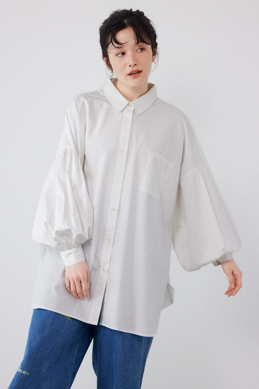 ボリュームスリーブフレアデニムシャツ O/WHT FREE