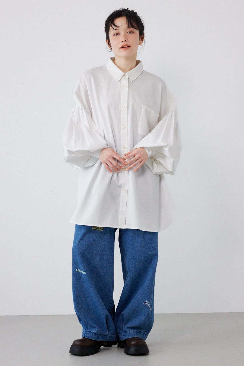 ボリュームスリーブフレアデニムシャツ O/WHT FREE