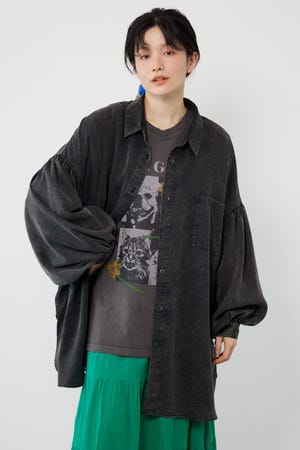 ボリュームスリーブフレアデニムシャツ