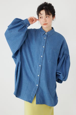ボリュームスリーブフレアデニムシャツ
