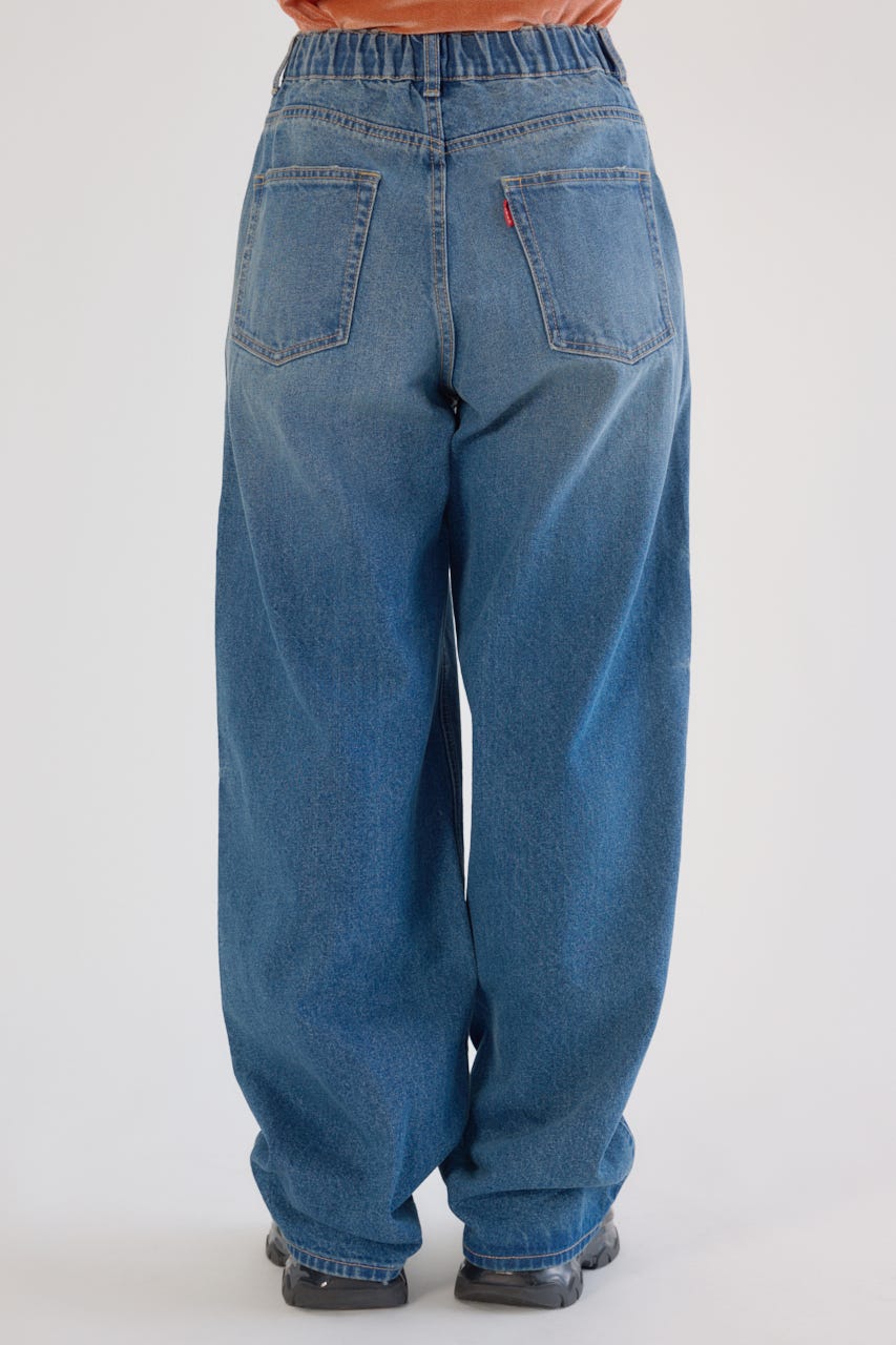 ワイド ルーズデニム BLU S