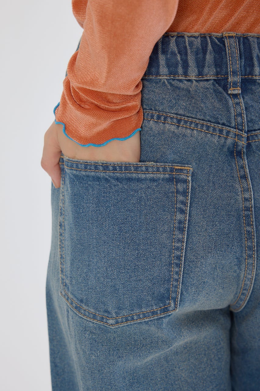 ワイド ルーズデニム BLU S