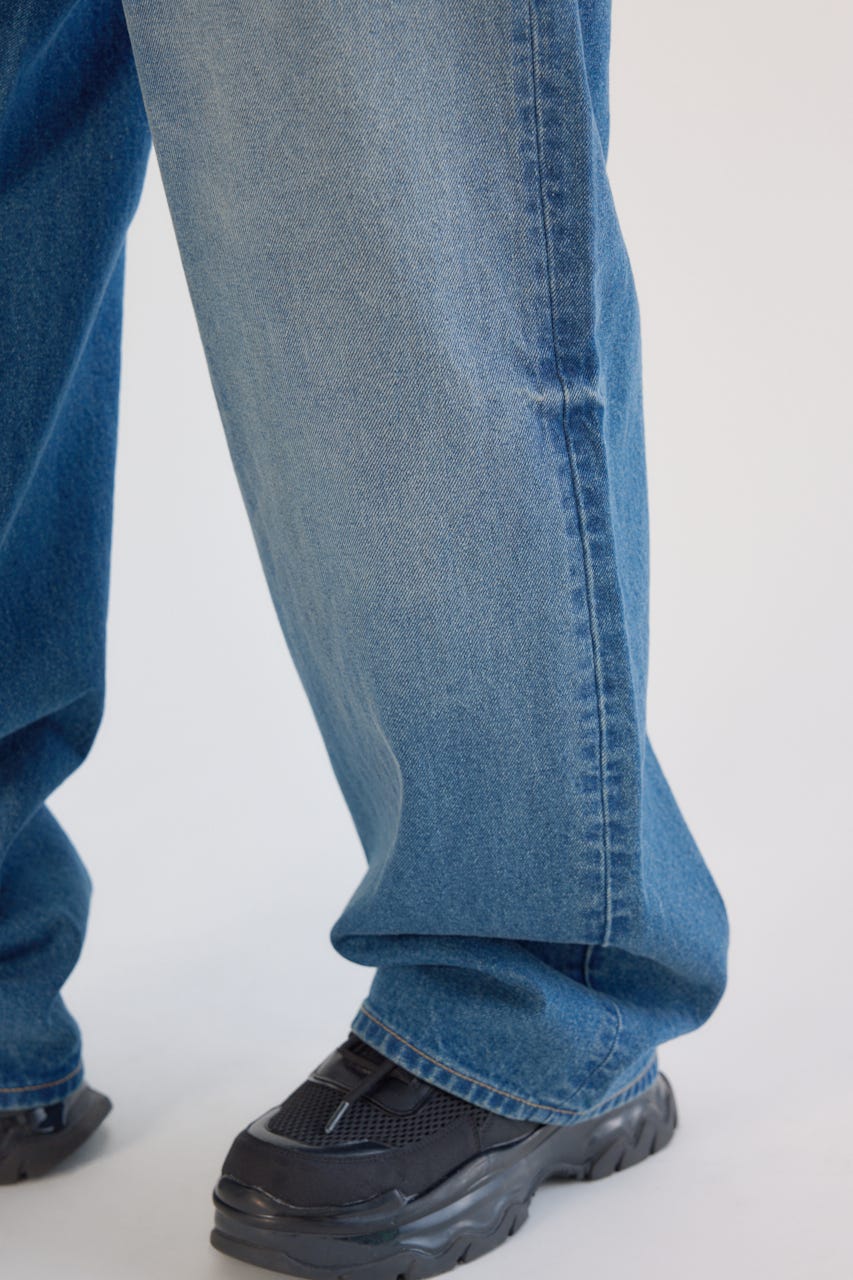 ワイド ルーズデニム BLU S